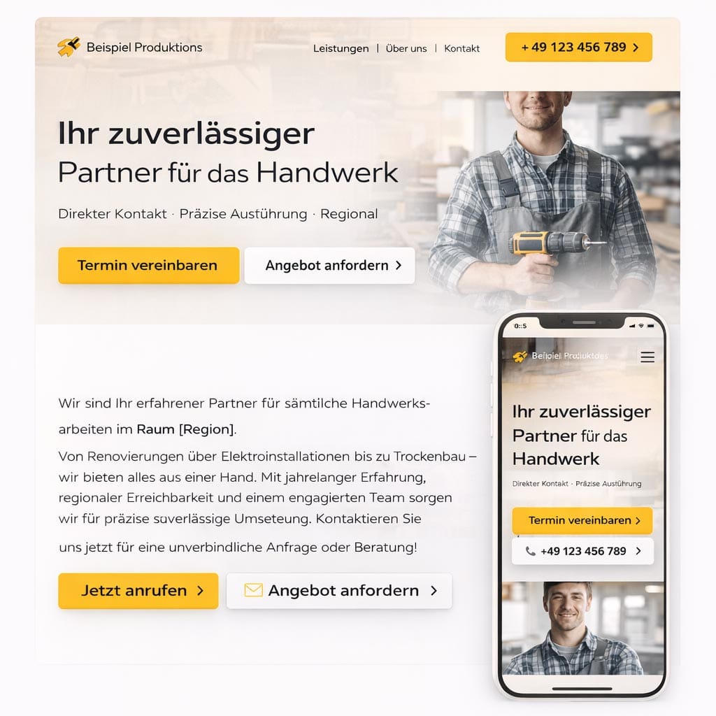 Nachher Screenshot – CTA & Kontaktwege